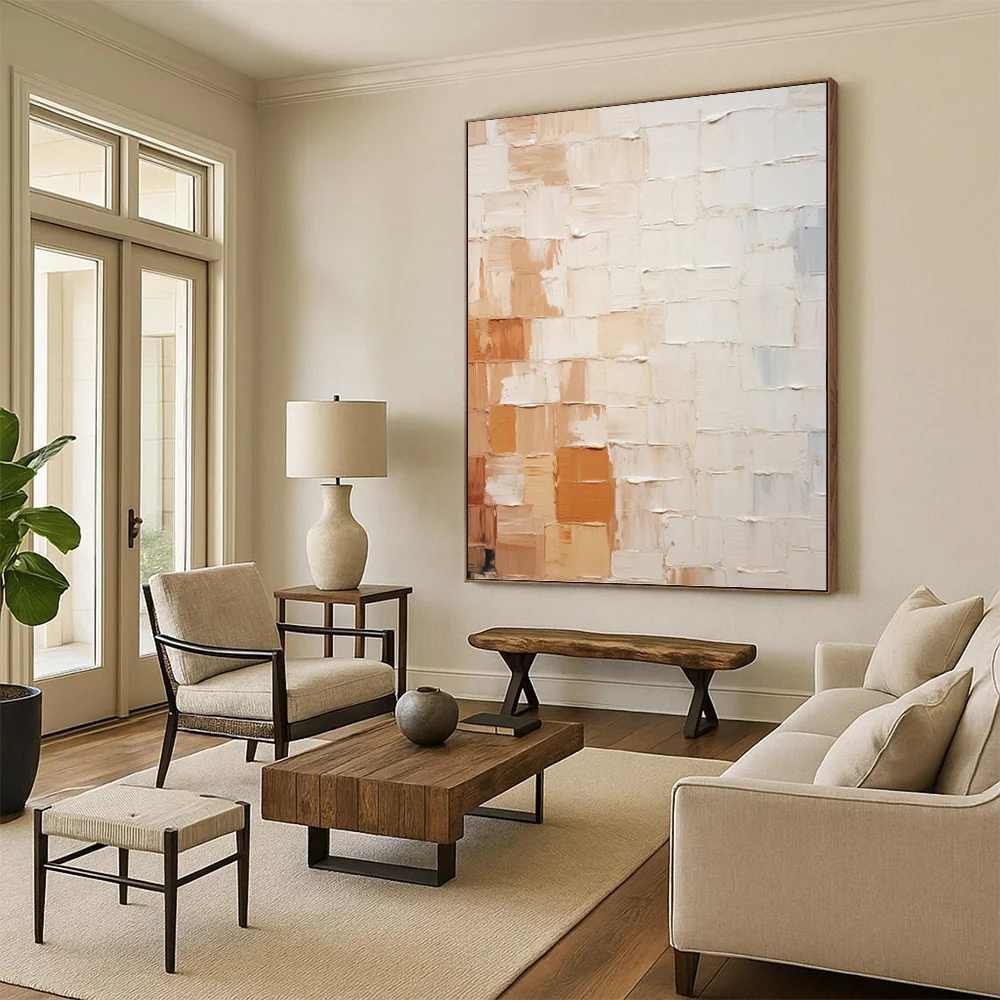 Beach_Beige_Brown_White_Abstract_Artwork_0Z7S2 wall art